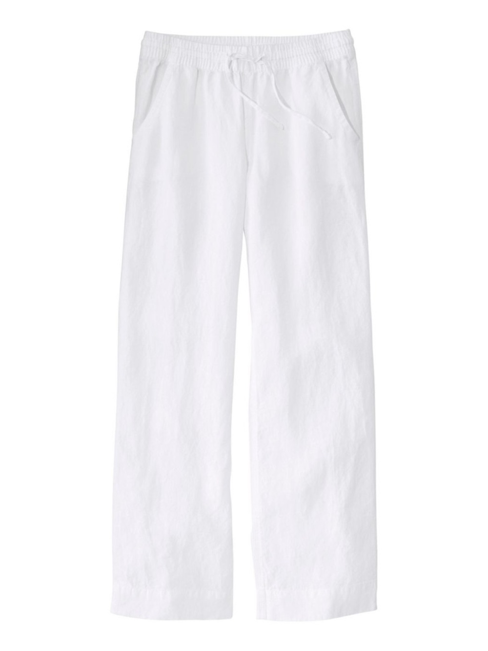 L.L.Bean White Women's Premium Washable Linen Pull-On Pants - 16 Reg
